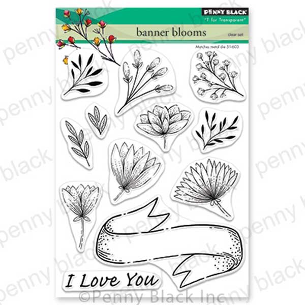 Penny Black Banner Blooms Stamp Set