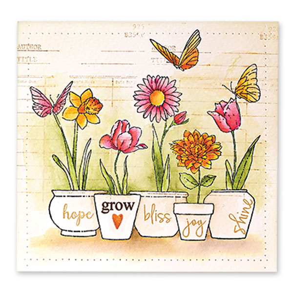 Penny Black Potted Flowers Stamp