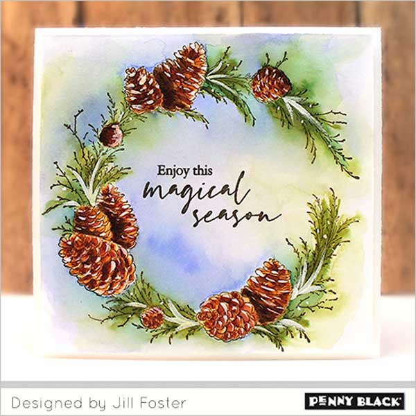 Penny Black Conifer Wreath Stamp