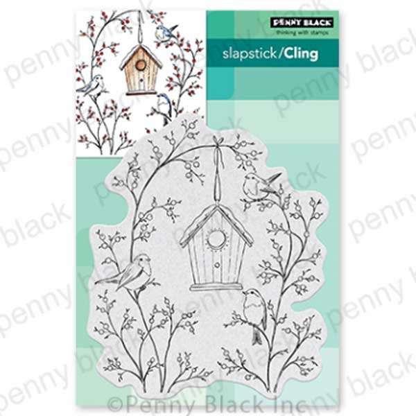 Penny Black Birdhouse Berries Stamp