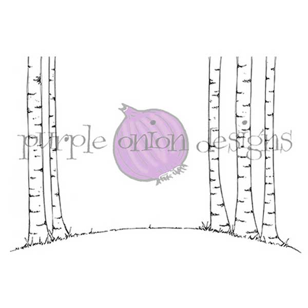 Purple Onion Designs Birch Tree Background Stamp