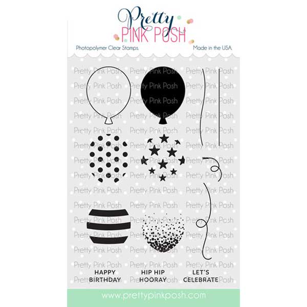 Pretty Pink Posh Birthday Balloons Stamp