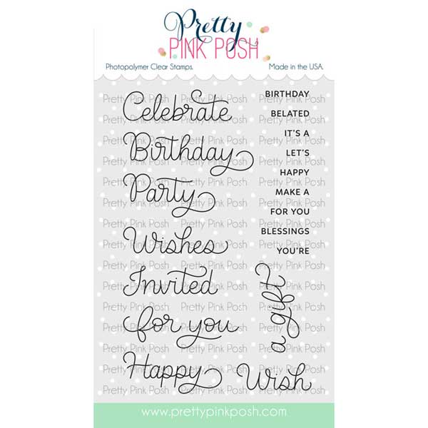 Pretty Pink Posh Birthday Scripts Stamp