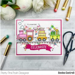 Pretty Pink Posh Birthday Train Stamp