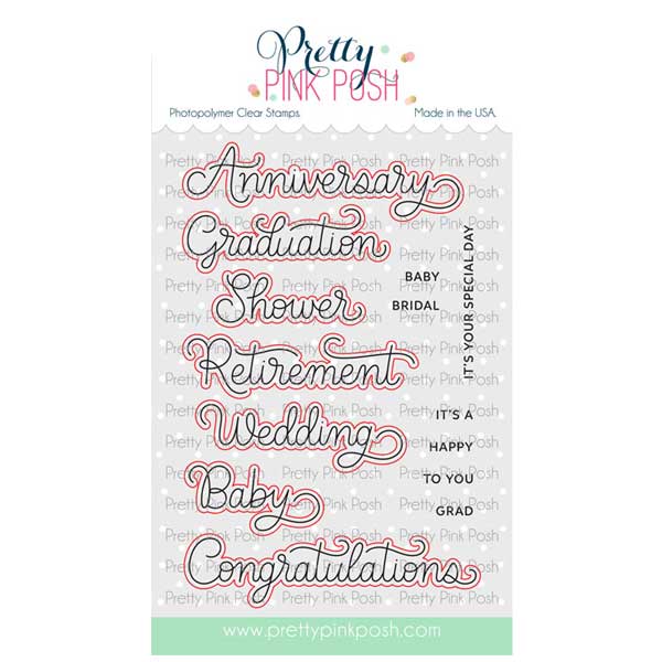 Pretty Pink Posh Celebration Scripts Stamp