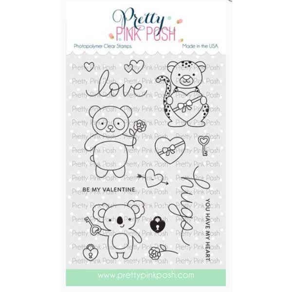 Pretty Pink Posh Heart Critters Stamp