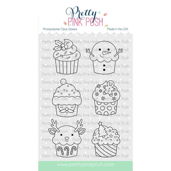 Pretty Pink Posh Christmas Cupcakes Stamp