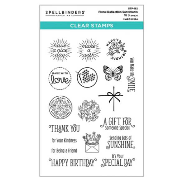 Spellbinders Floral Reflection Sentiments Stamp Set