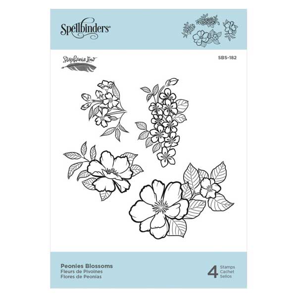 Spellbinders Peonies Blossoms Stamp Set