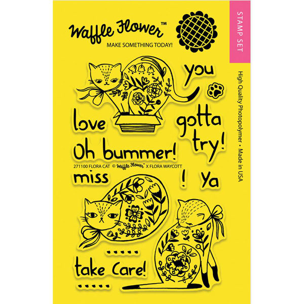 Waffle Flower Flora Cat Stamp Set