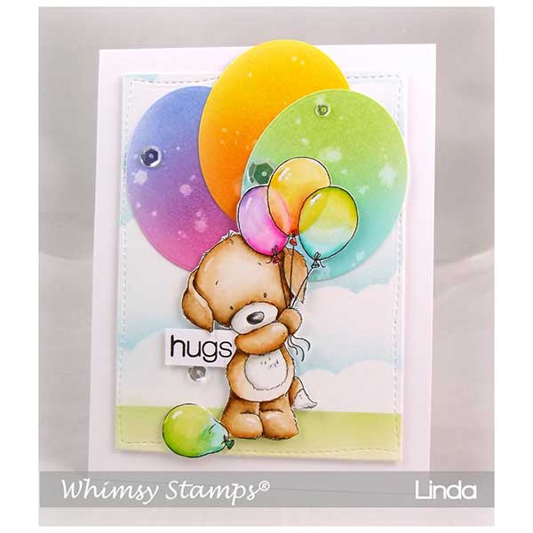 Whimsy Stamps Puppy with Balloons Stamp