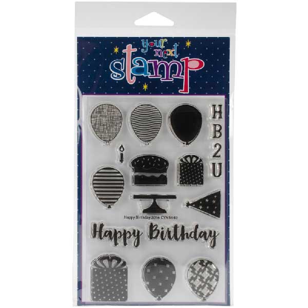 Your Next Stamp Happy Birthday Stamp Set &lt;span style=&quot;color:red;&quot;&gt;some yellowing&lt;/span&gt;