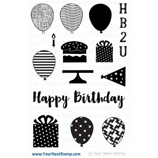 Your Next Stamp Happy Birthday Stamp Set &lt;span style=&quot;color:red;&quot;&gt;some yellowing&lt;/span&gt;