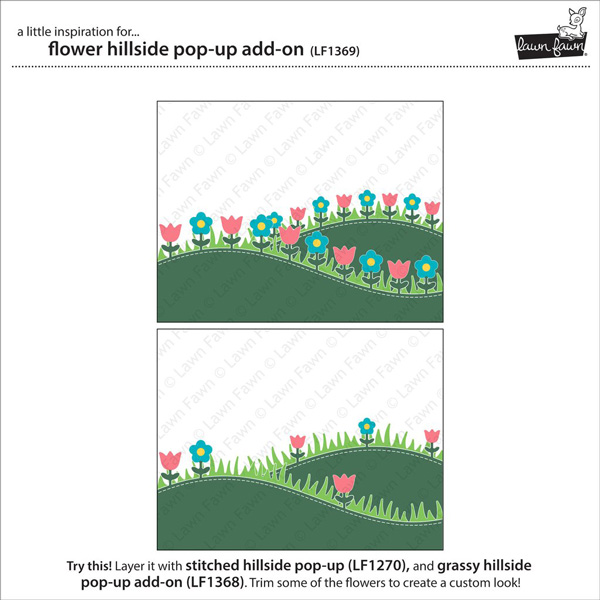 Lawn Fawn Flower Hillside Pop-Up Add On Lawn Cuts