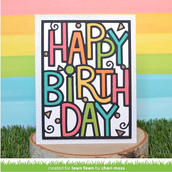 Lawn Fawn Giant Outlined Happy Birthday - Portrait Lawn Cuts