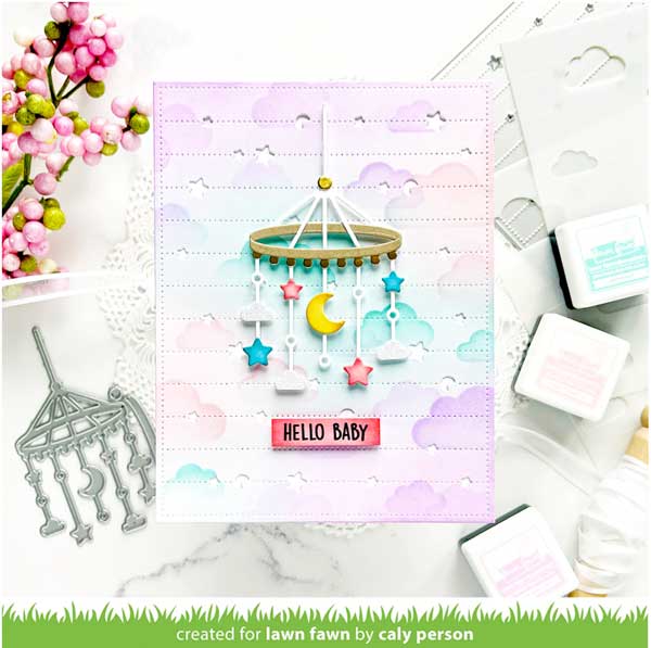 Lawn Fawn Dotted Moon and Stars Backdrop - Landscape Lawn Cuts