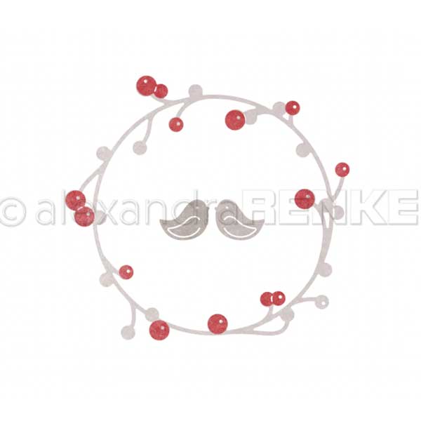 Alexandra Renke Large Berry Wreath with Birds Die Set