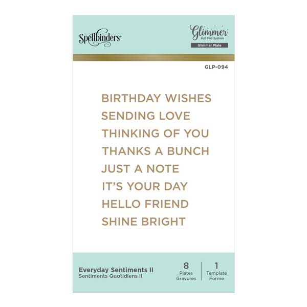 Spellbinders Everyday Sentiments II Glimmer Hot Foil Plate