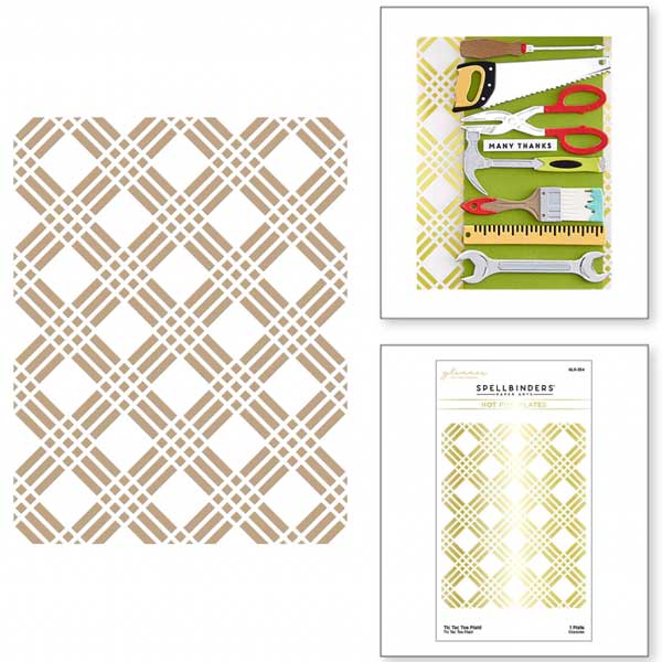 Spellbinders Tic Tac Toe Plaid Glimmer Hot Foil Plate