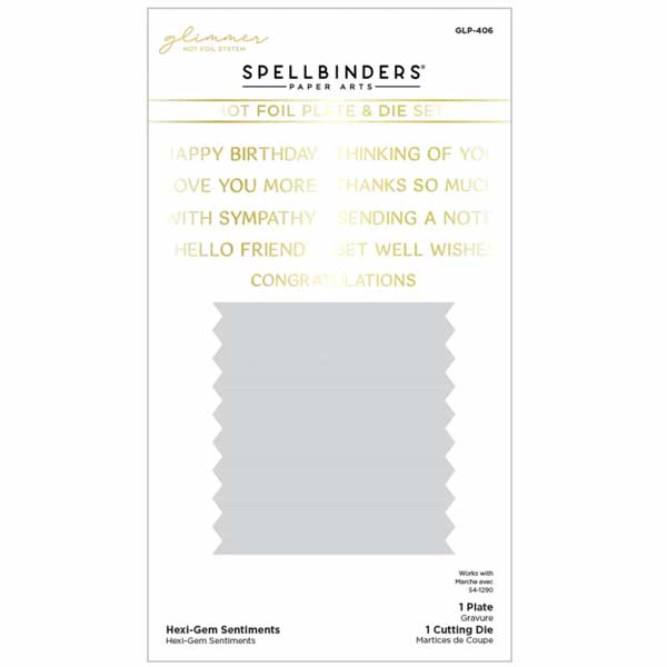 Spellbinders Hexi-Gem Sentiments Hot Foil &amp; Die Set