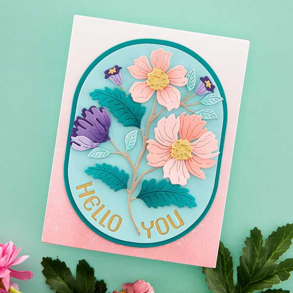 Spellbinders Stylish Oval Hello You Floral Dies