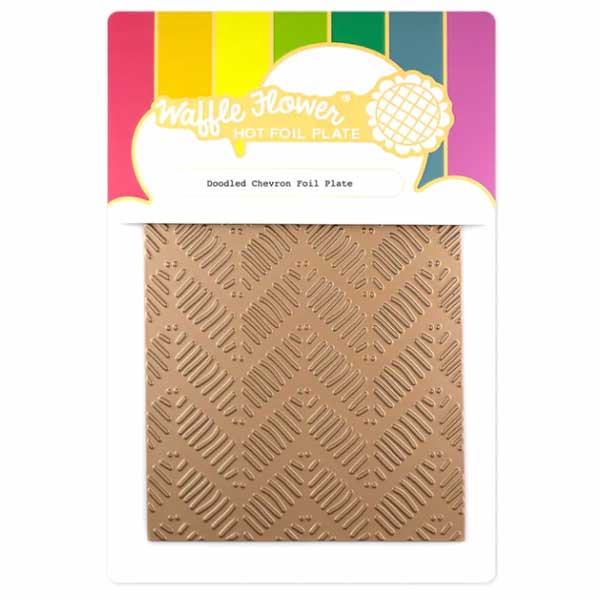 Waffle Flower Doodled Chevron Foil Plate