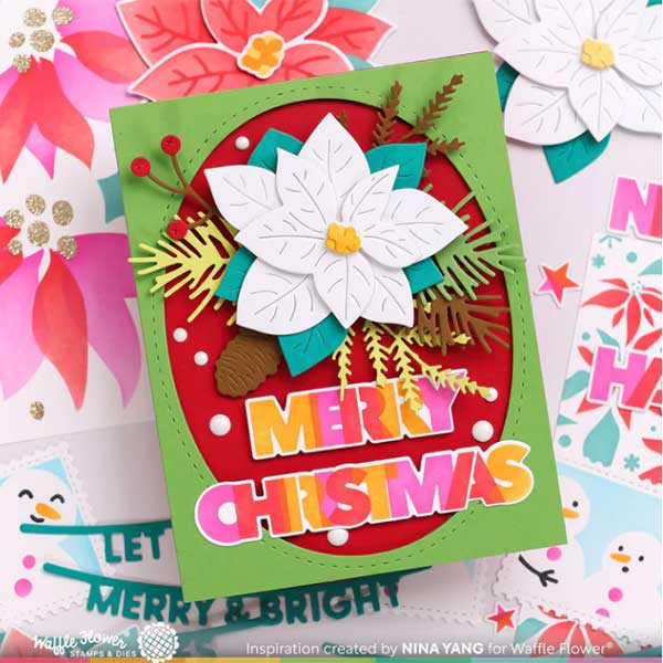 Waffle Flower Overlapping Christmas Words Matching Die