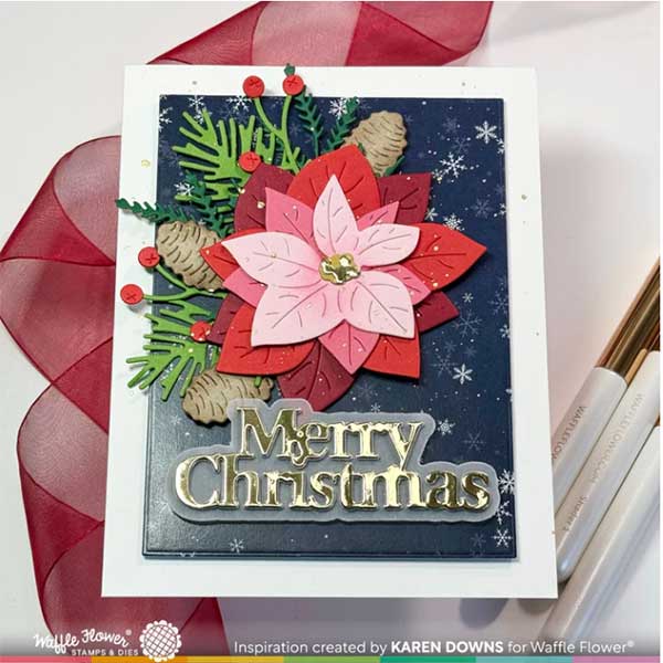 Waffle Flower Merry Christmas Print Die