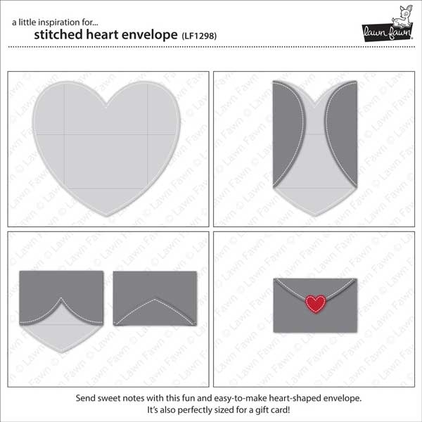 Lawn Fawn Stitched Heart Envelope Lawn Cuts