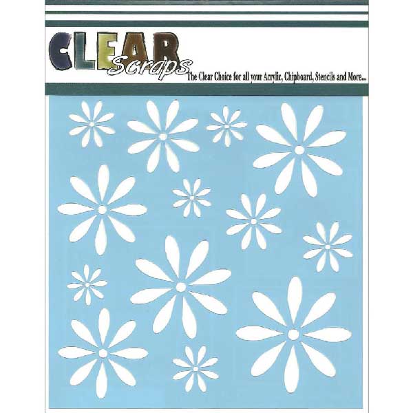 Clear Scraps Daisies Stencil