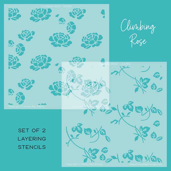 Honey Bee Stamps Climbing Rose Stencils - Set Of 2