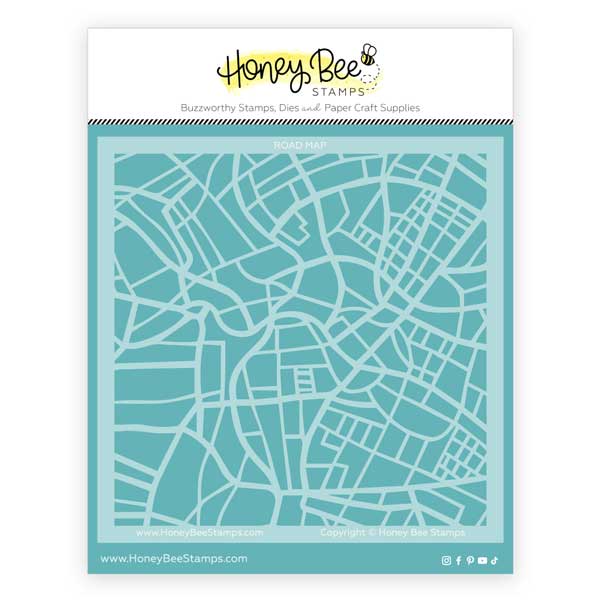 Honey Bee Stamps Road Map Background Stencil