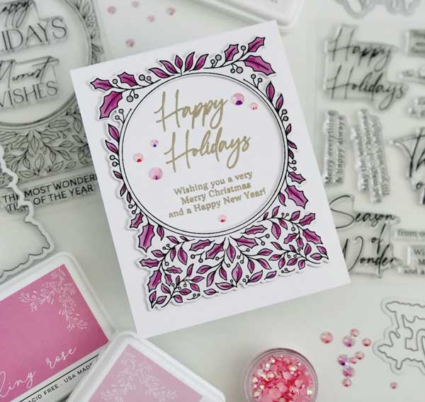 Pinkfresh Studio Happy Holiday Circle Frame Layering Stencils