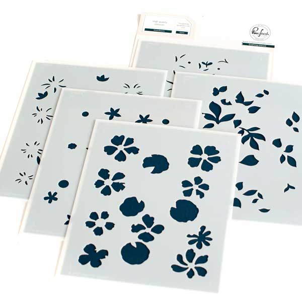 Pinkfresh Studio Mixed Blooms Stencil Set