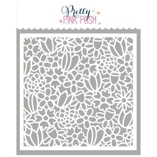 Pretty Pink Posh Floral Background Stencil