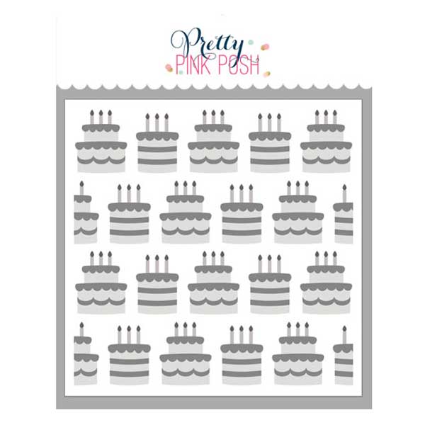 Pretty Pink Posh Layered Birthday Cakes Stencils (4 Pack)