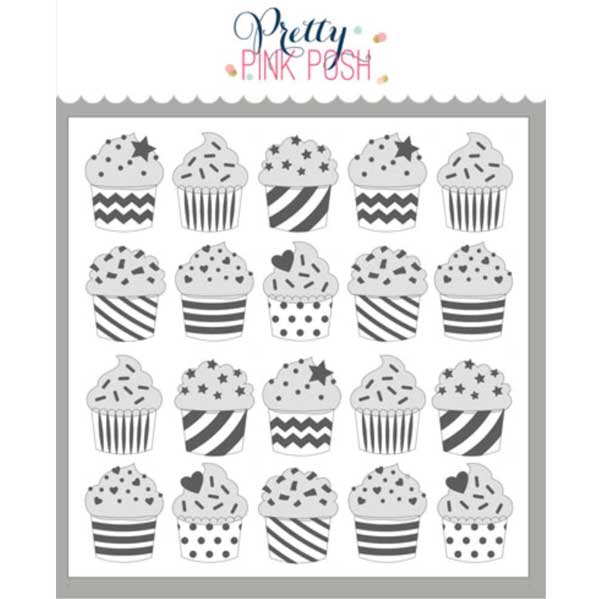 Pretty Pink Posh Layered Cupcakes Stencils (3 Pack)