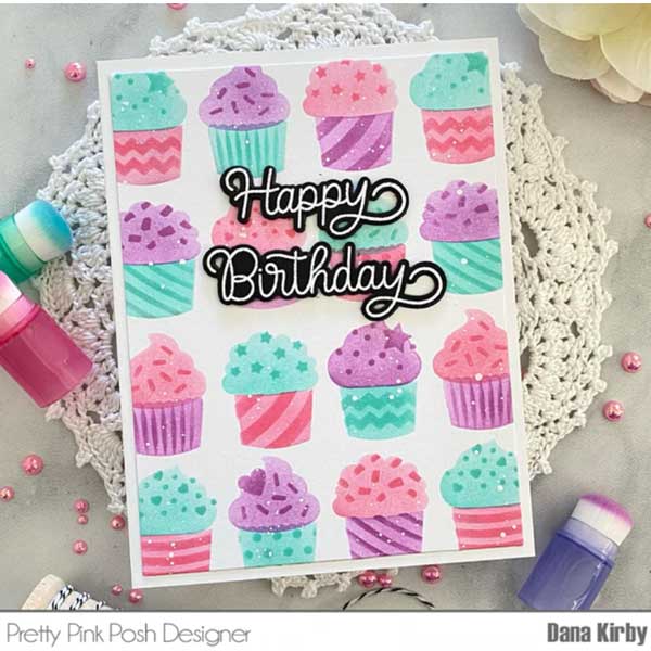 Pretty Pink Posh Layered Cupcakes Stencils (3 Pack)