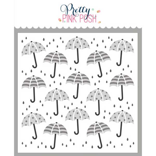 Pretty Pink Posh Layered Umbrellas Stencil