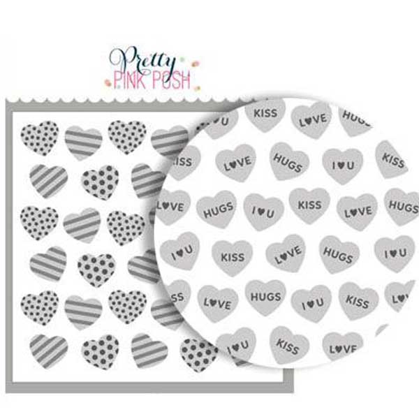 Pretty Pink Posh Layered Valentine Hearts Stencils (4 pack)