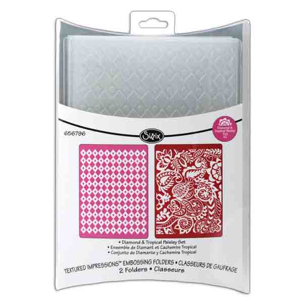 Sizzix Textured Impressions Embossing Folders - Diamond &amp; Tropical Paisley