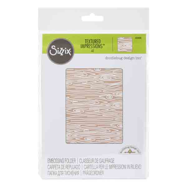 Sizzix - Doodlebug Design Textured Impressions Embossing Folder - Woodgrain #3