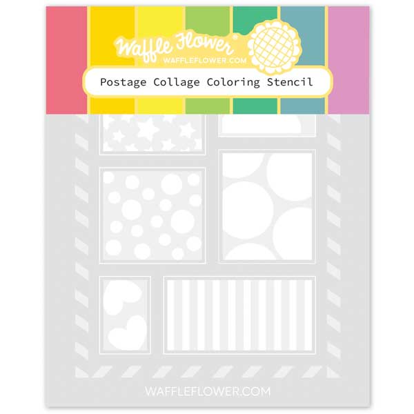 Waffle Flower Postage Collage Coloring Stencil