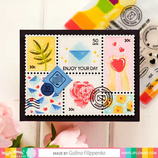 Waffle Flower Postage Collage Everyday Stencil