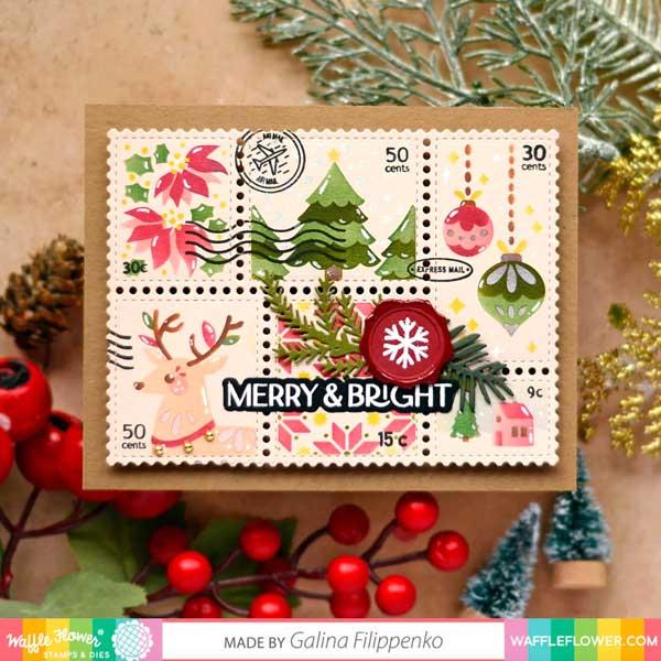 Waffle Flower Postage Collage Christmas Stencil