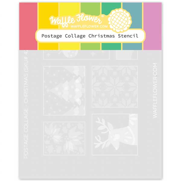 Waffle Flower Postage Collage Christmas Stencil