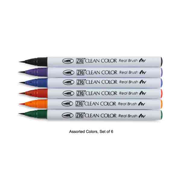 Zig Clean Color Real Brush Markers, 6 colors