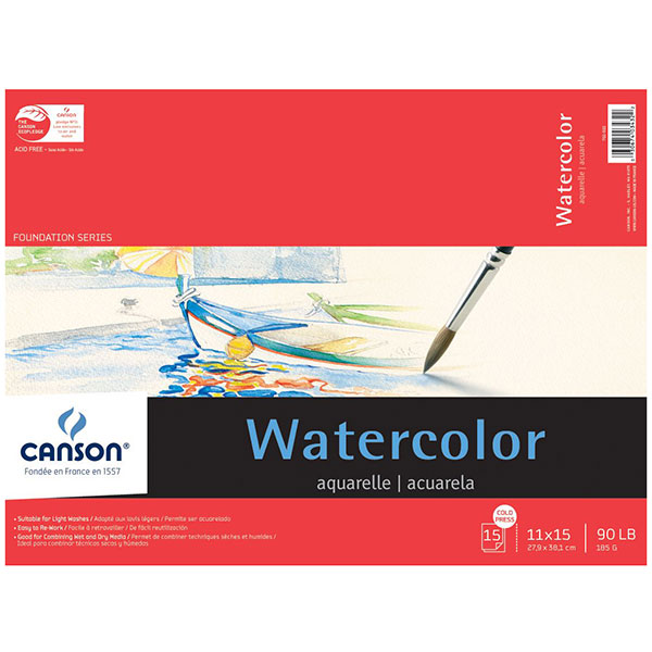 Canson 11&quot; x 15&quot; Watercolor Cold Press Paper Pad - 90lb. (185g)