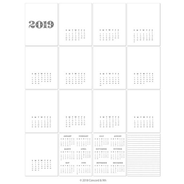 Concord &amp; 9th 2019 Calendar