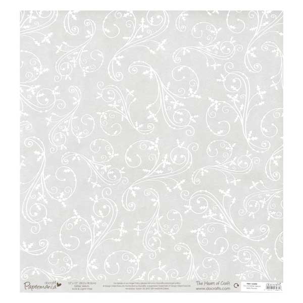 Papermania Glitter Holly Flourish Vellum - 12&quot; x 12&quot;